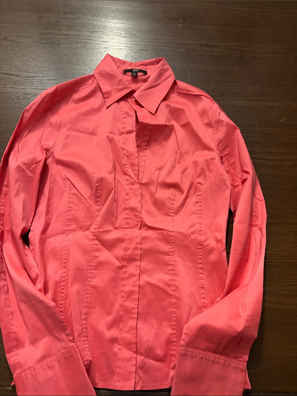 Boss Coral Pink Long-Sleeve Button-Up Shirt